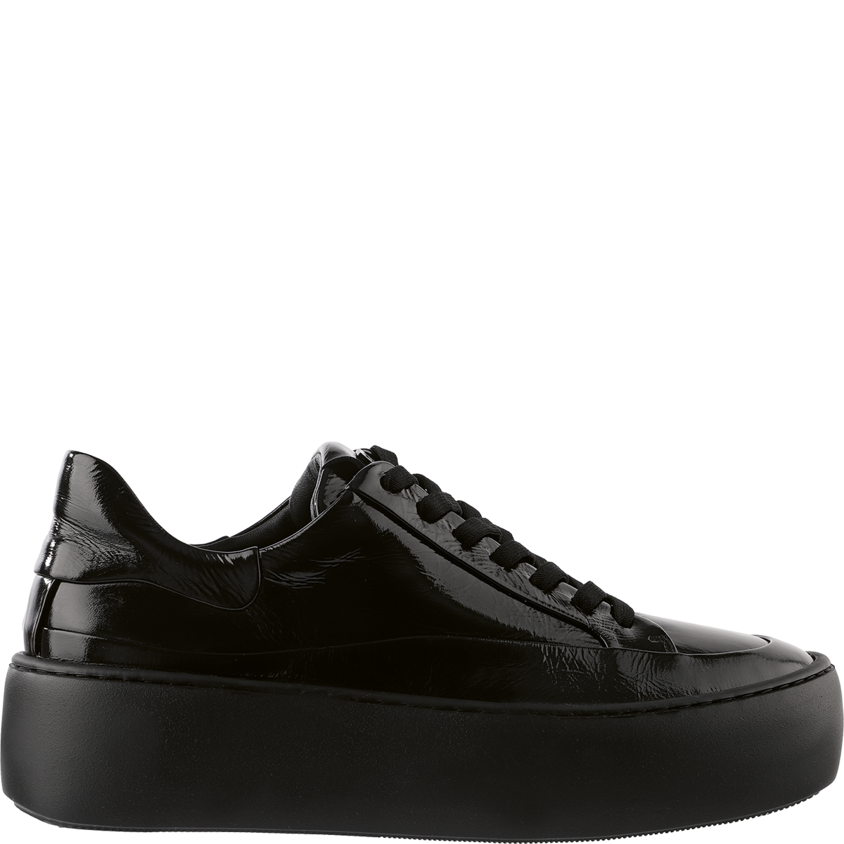 Högl Lamb leather sneakers with cup soles with shiny optic Black