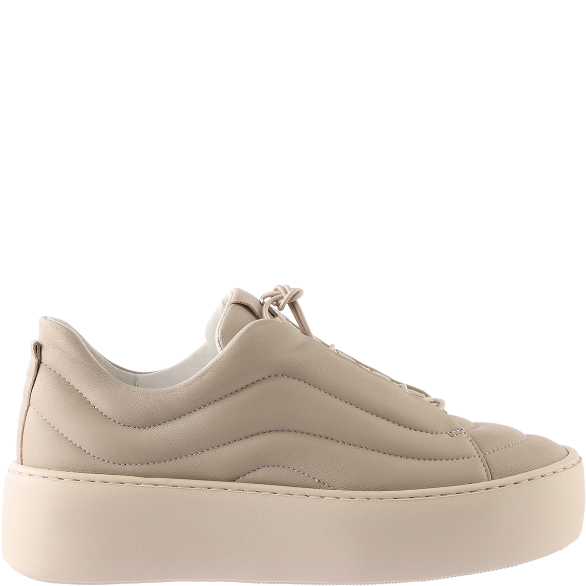 Högl Padded sneakers made from soft leather with elasticated lacing Beige
