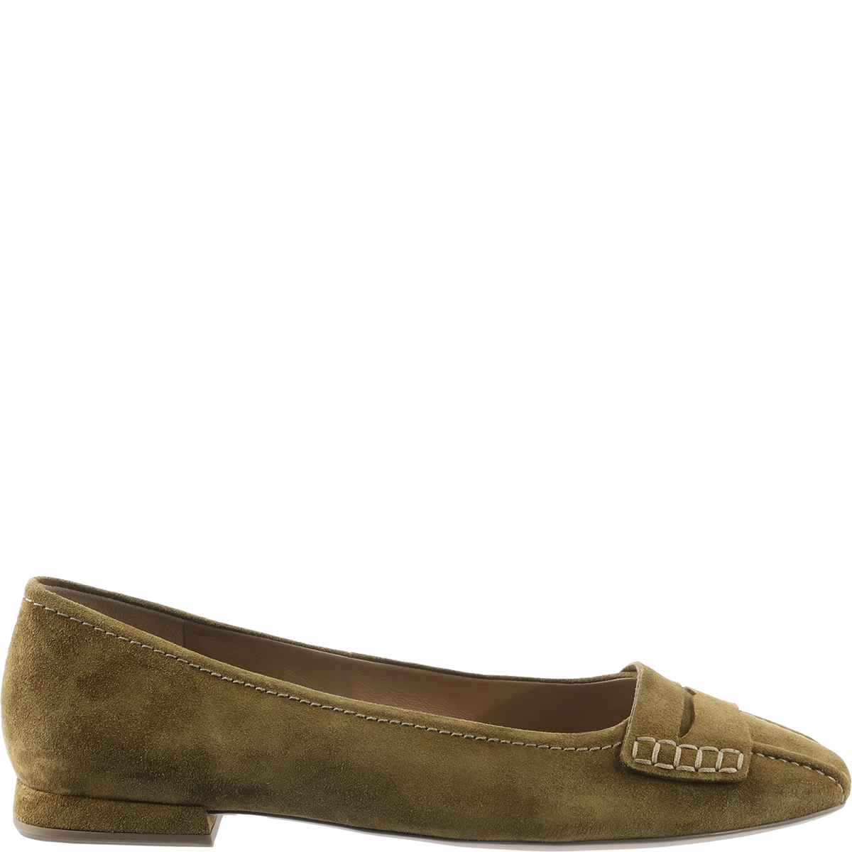 Högl Slim cut loafer ballerinas with decorative stitching Green