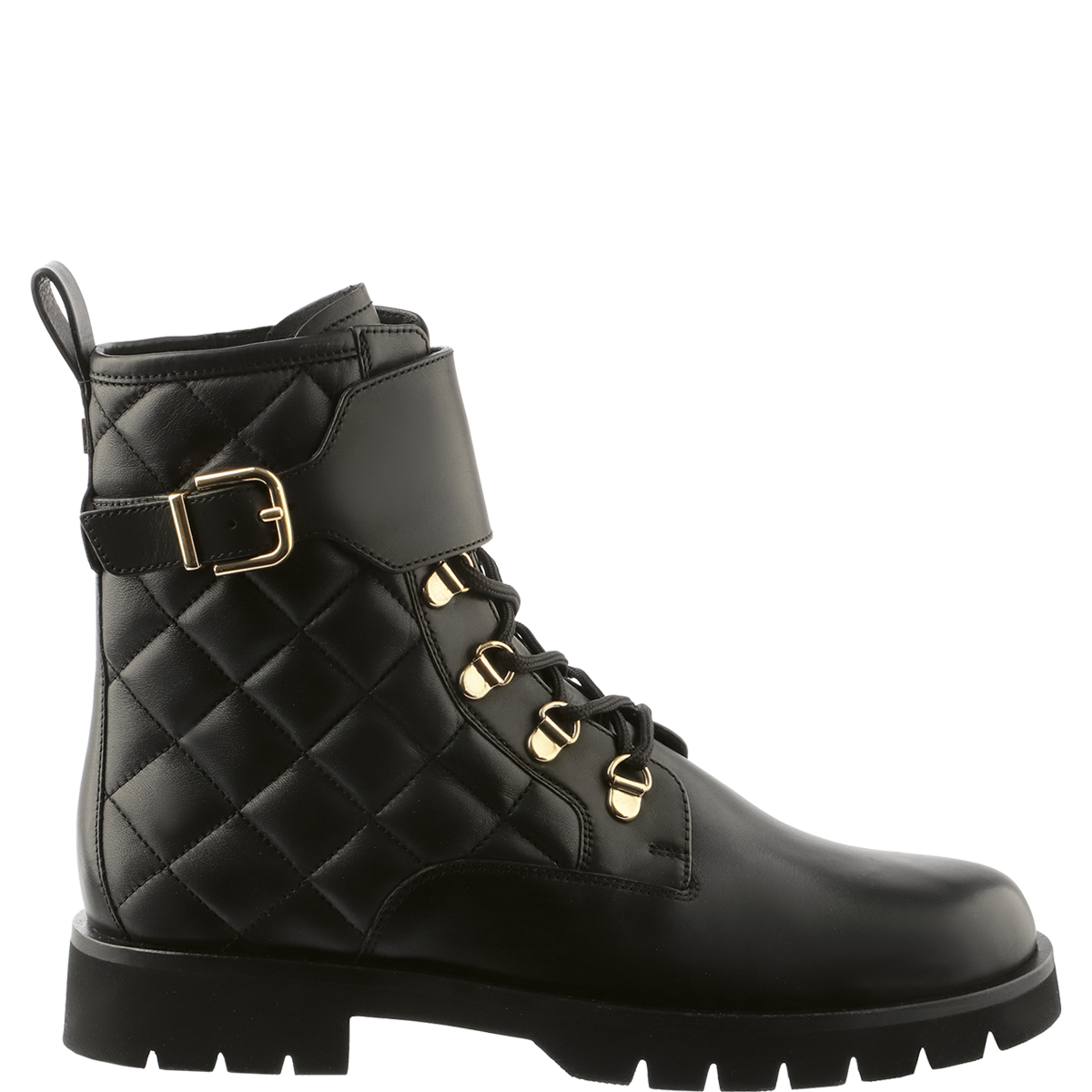 Högl Quilted-look ankle boots with gold-coloured details Black