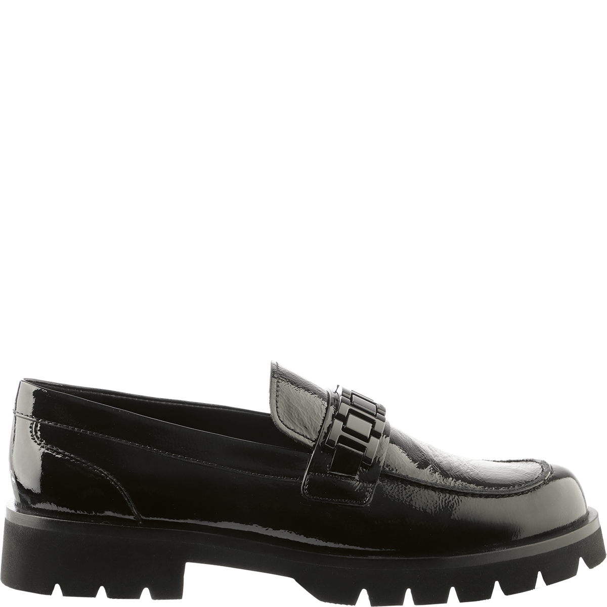 Högl Black leather loafer with jewellery element Black
