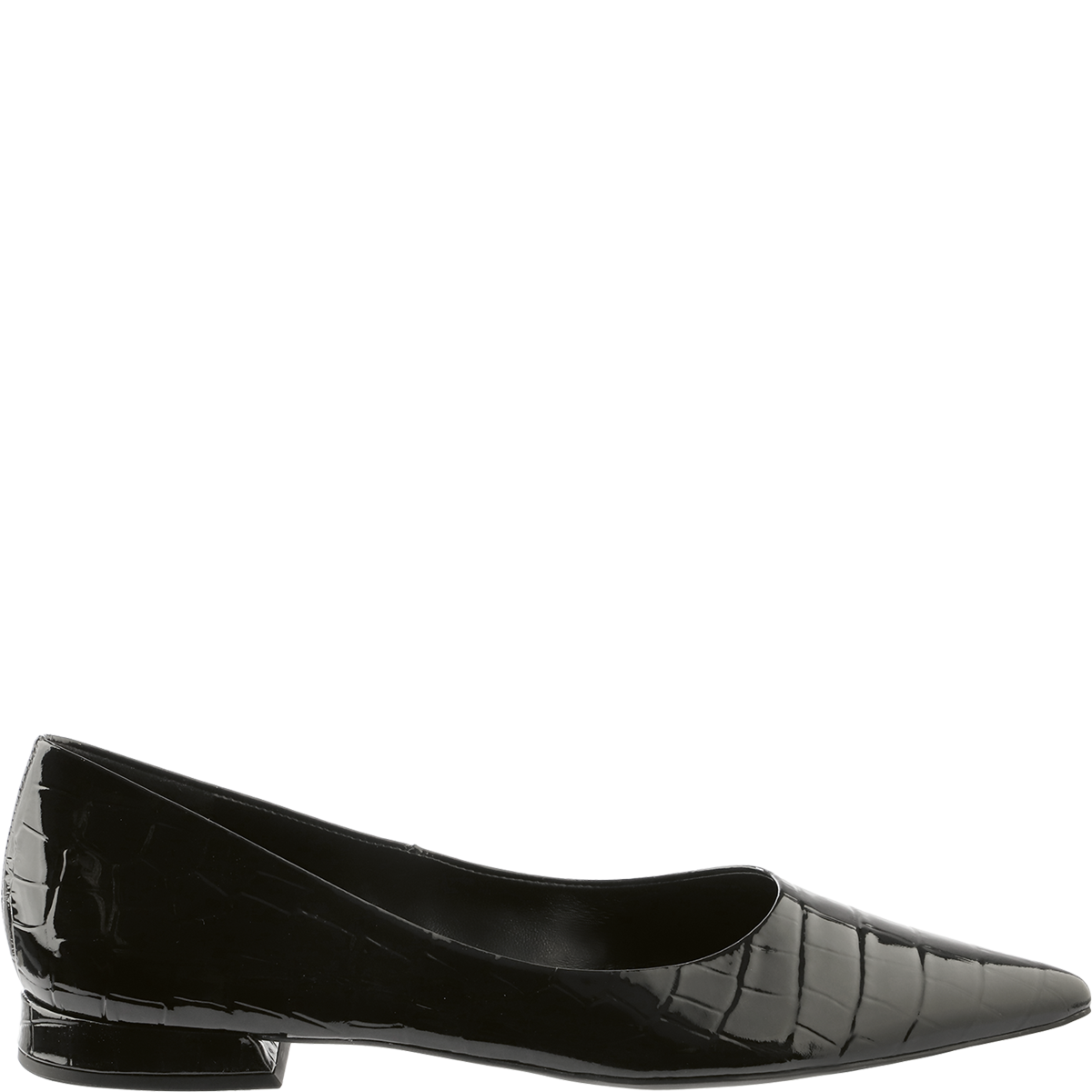 Högl Pointed toe crocodile-look soft leather ballerinas Black