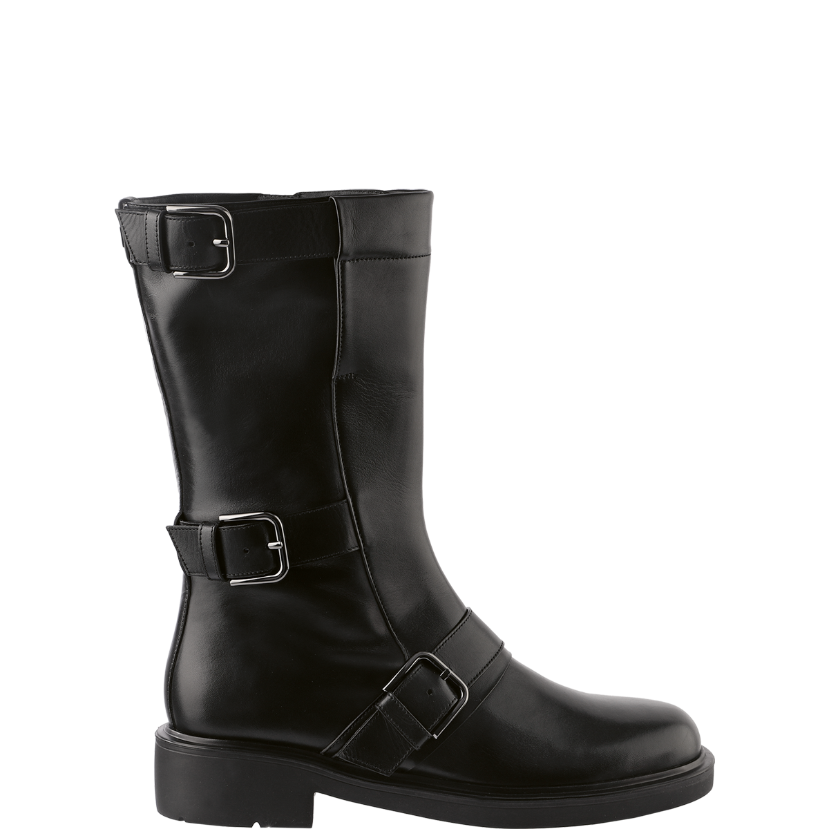 Högl Biker boots with buckles made from sustainable smooth leather Black
