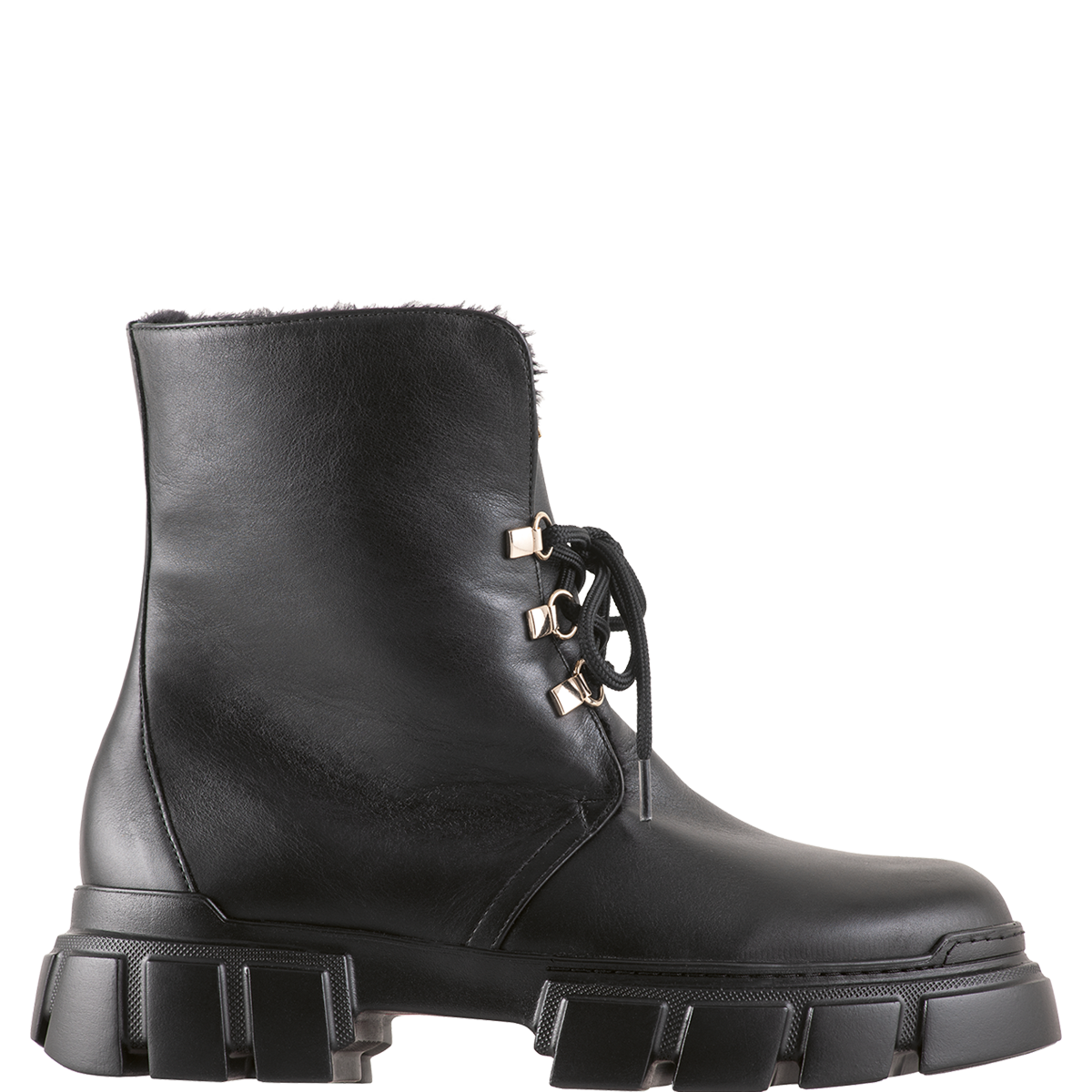 Högl Sustainable lace-up ankle boots with soft sheepskin lining Black