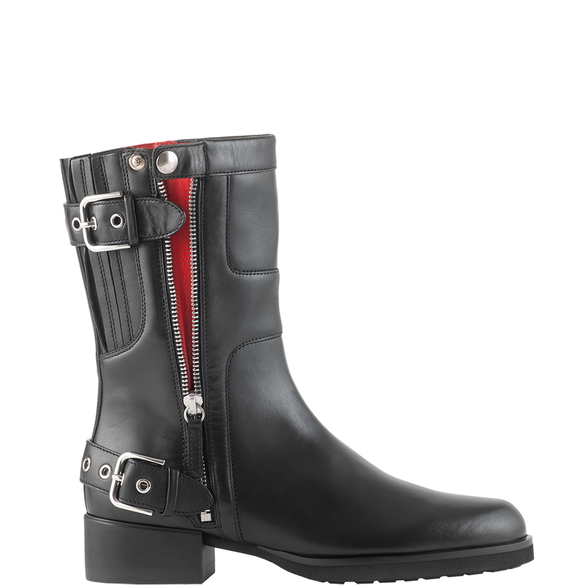 Högl Edgy biker boots with Fire Red lining Black