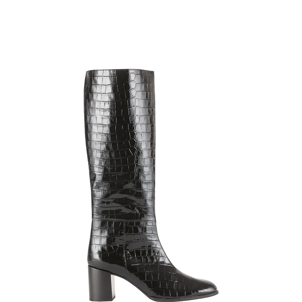 Högl Modern soft leather boots with an embossed crocodile pattern Black