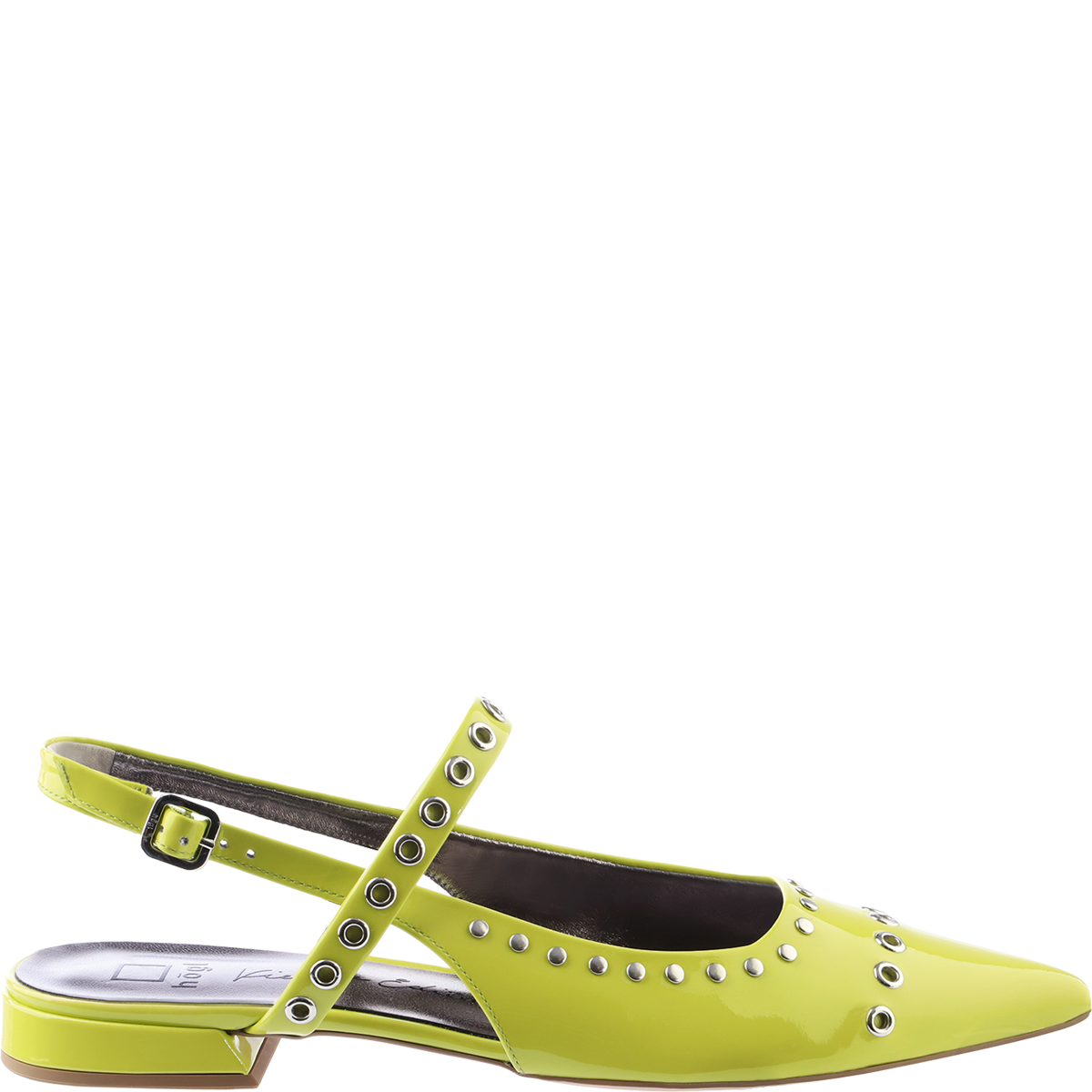 Högl Slingback ballerinas with delicate straps and silver studs – Vienna Edition Green