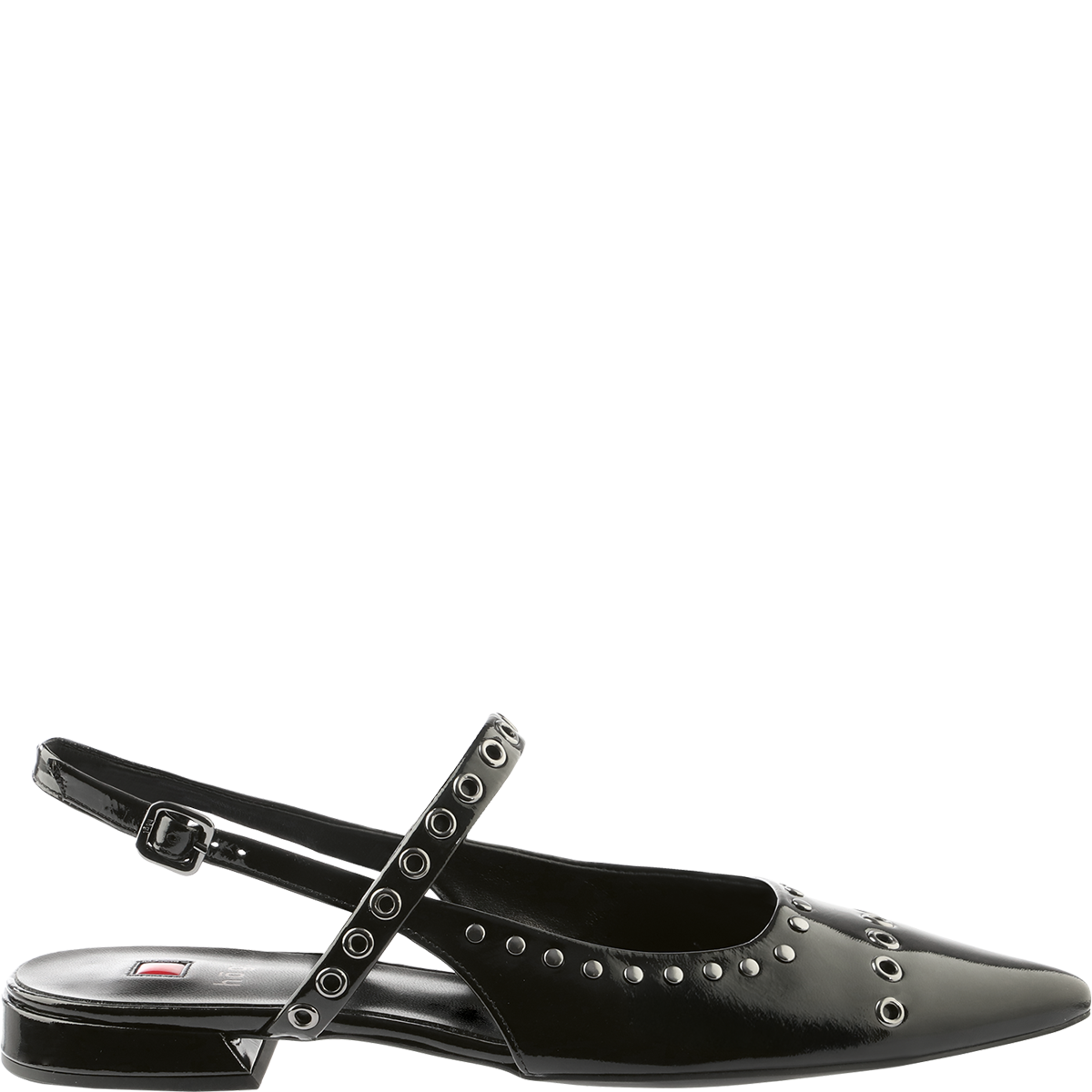 Högl Sustainable slingback ballerinas with a tapered shape that ends in pointed toes and appliqué studs Black
