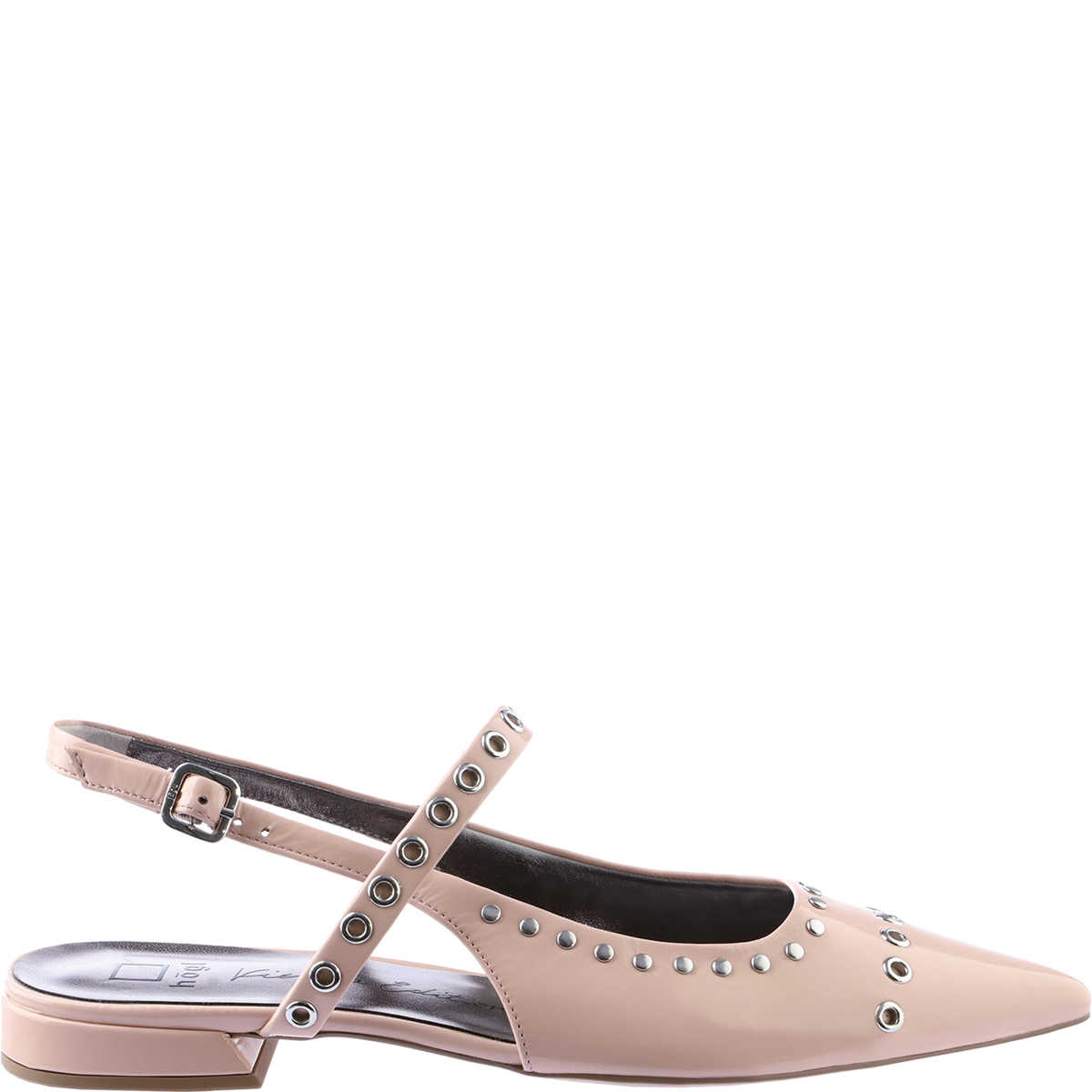 Högl Pointed toe slingback ballerinas with studs and delicate straps – Vienna Edition Beige
