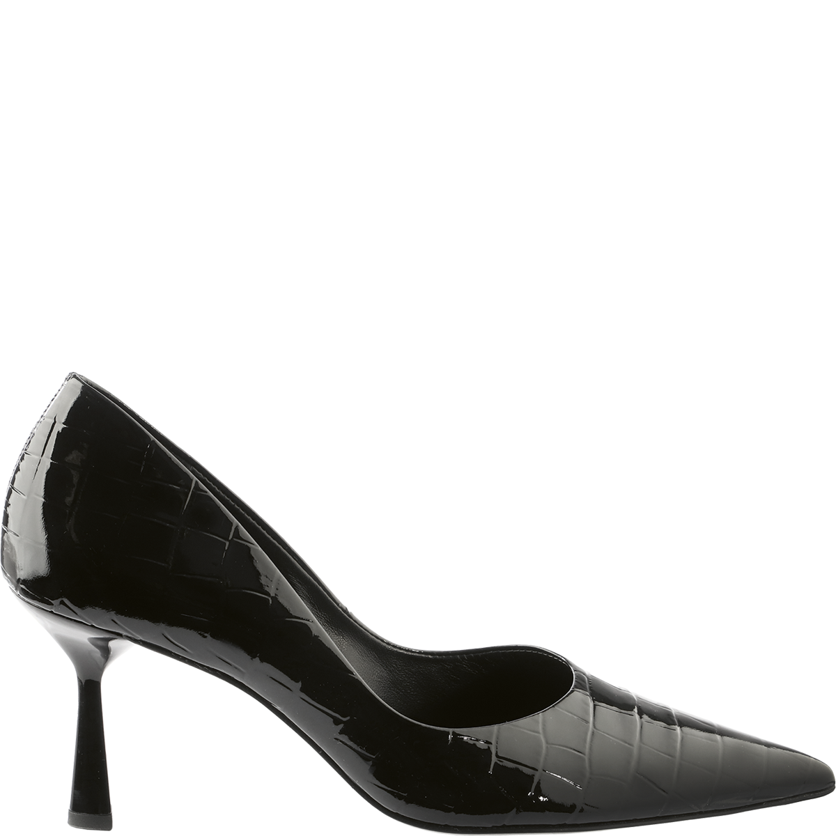 Högl Pointed patent leather pumps with modern croco look Black