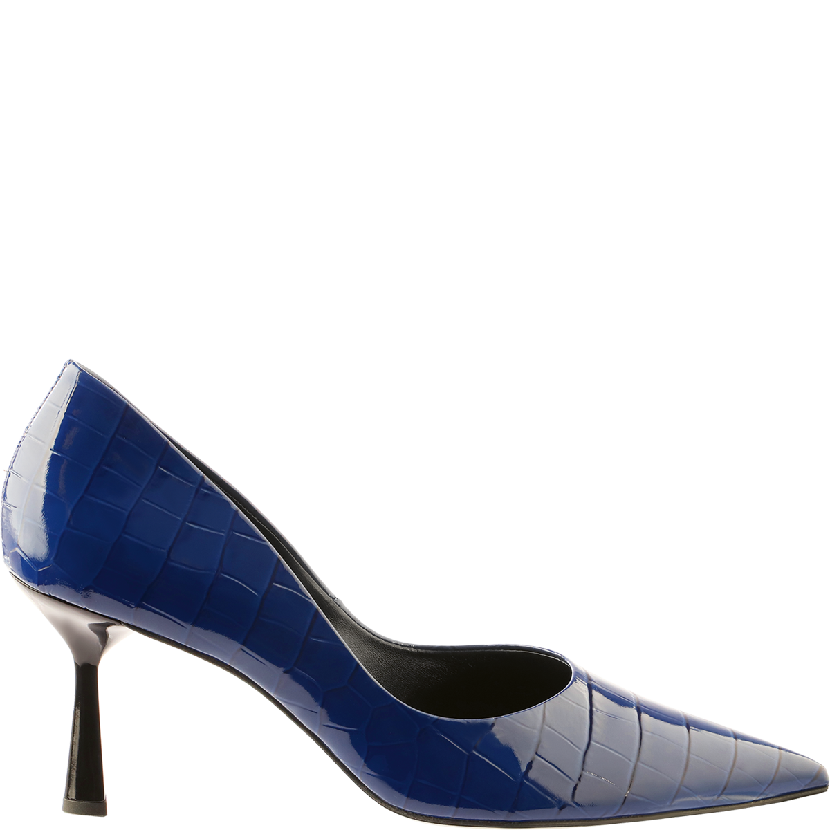 Högl Pointed patent leather pumps with modern croco look Blue