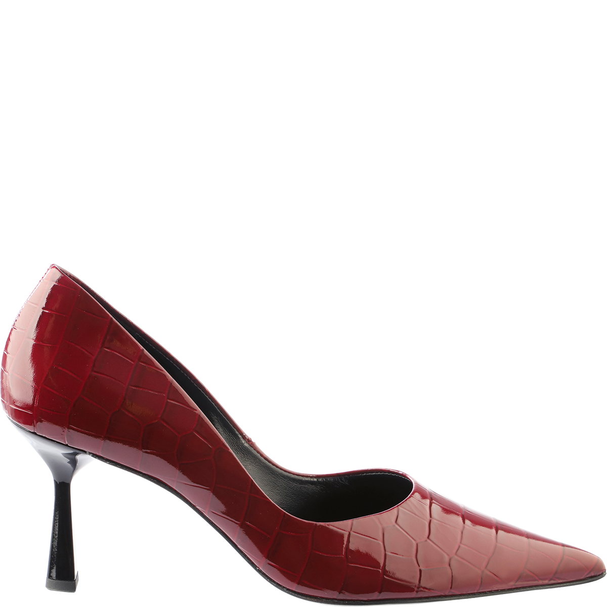 Högl Pointed patent leather pumps with modern croco look Red