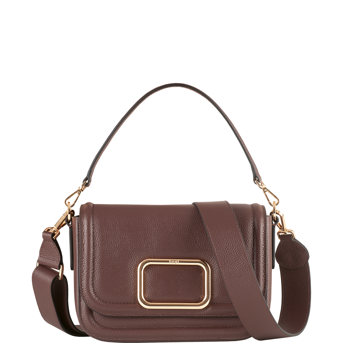 Högl Zeitlose Leder-Handtasche mit goldenem Frame Braun