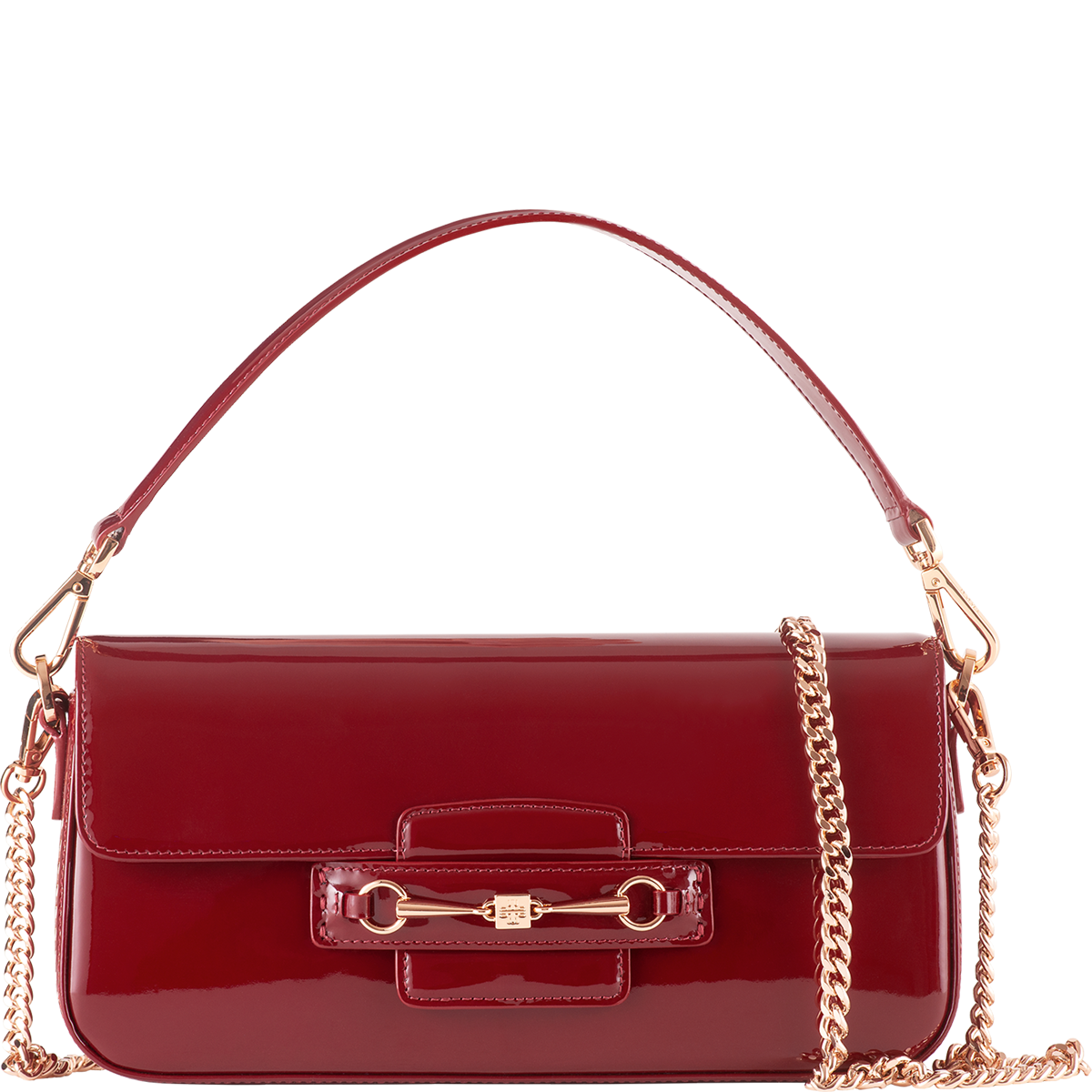 Högl Timeless, shiny patent leather baguette bag Red