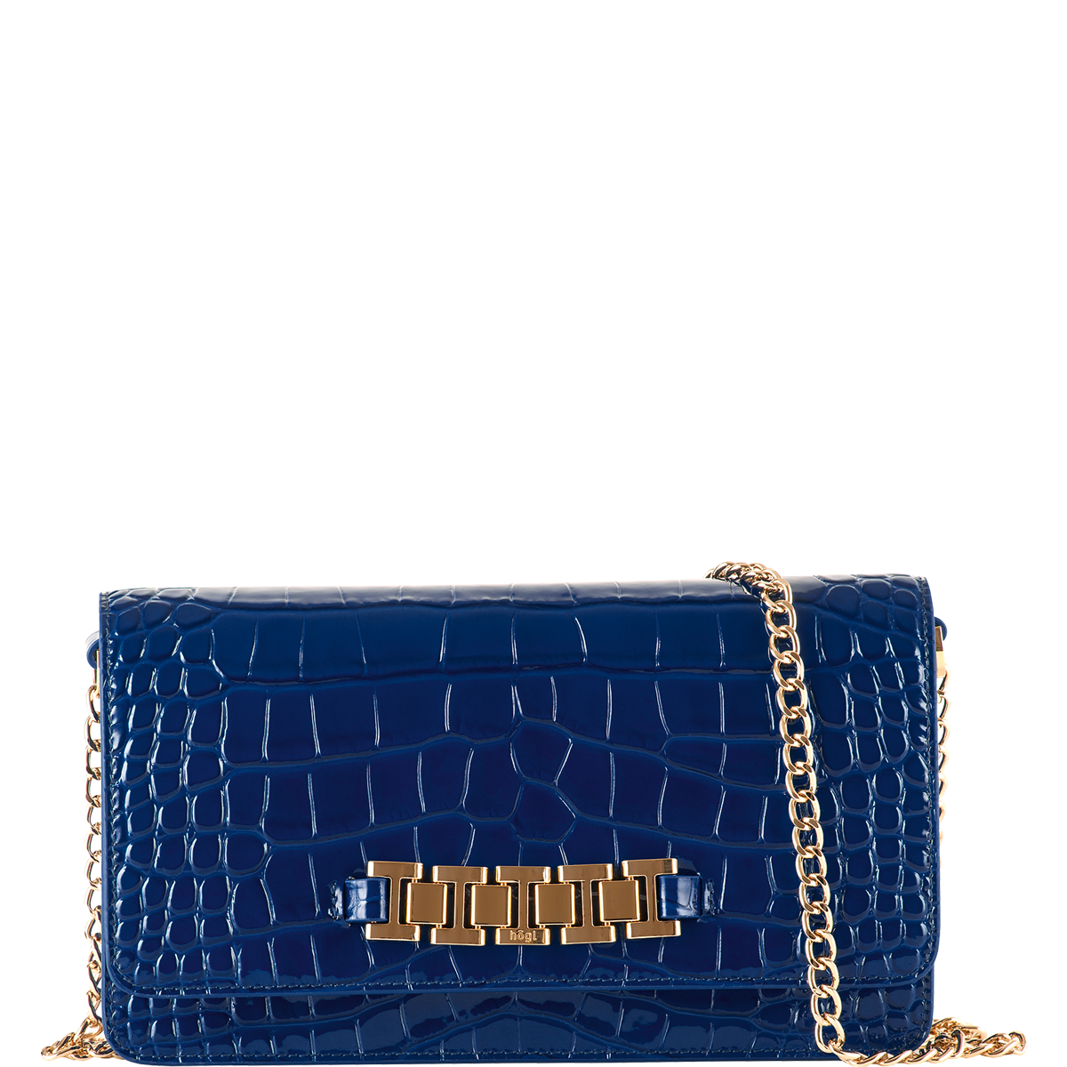 Högl Black crocodile print shoulder bag with gold details Blue
