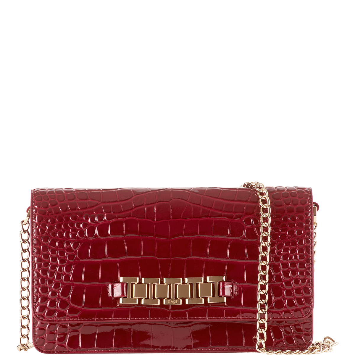 Högl Black crocodile print shoulder bag with gold details Red
