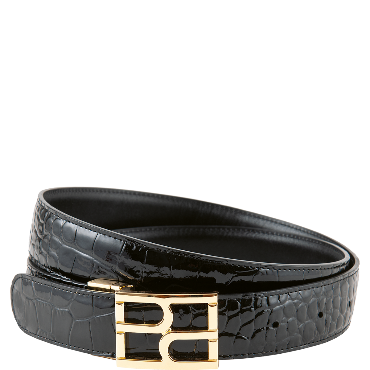 Högl Leder-Gürtel mit goldener H-Schnalle Schwarz