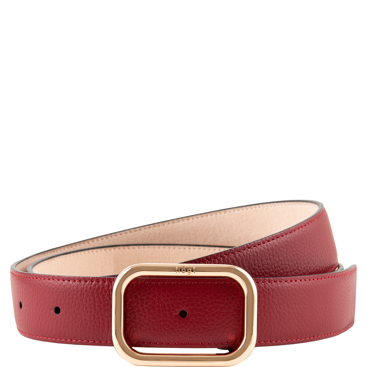 Högl Minimalistischer Gürtel mit goldener Frame-Schnalle Rot