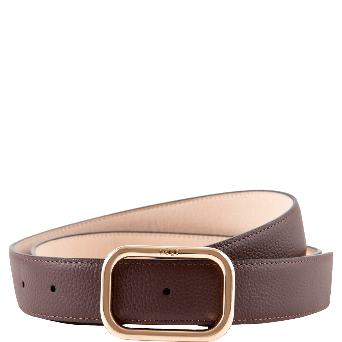 Högl Minimalistischer Gürtel mit goldener Frame-Schnalle Braun