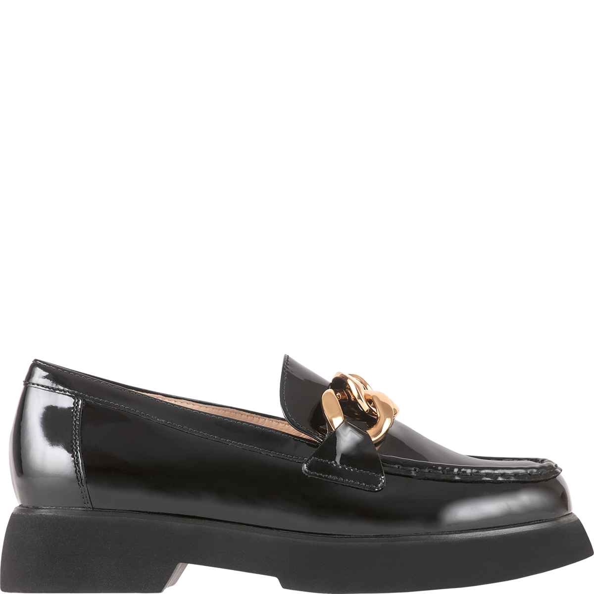 Högl Patent leather loafers with a decorative buckle and chunky sole Black