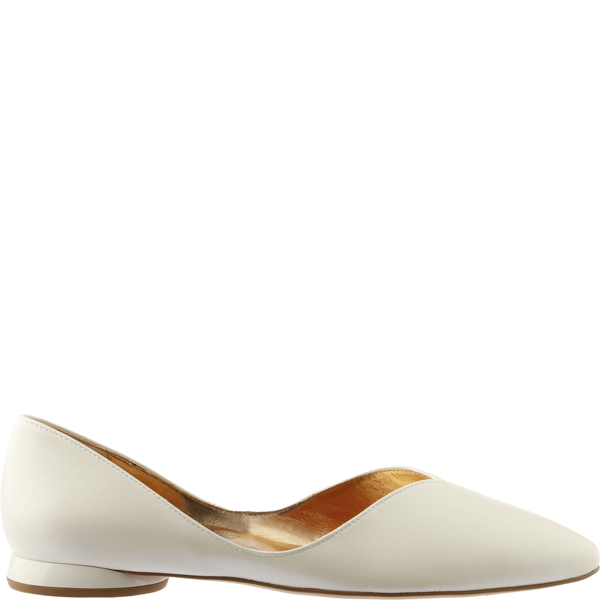 Högl White ballerinas with unusually designed vamps and round block heels White