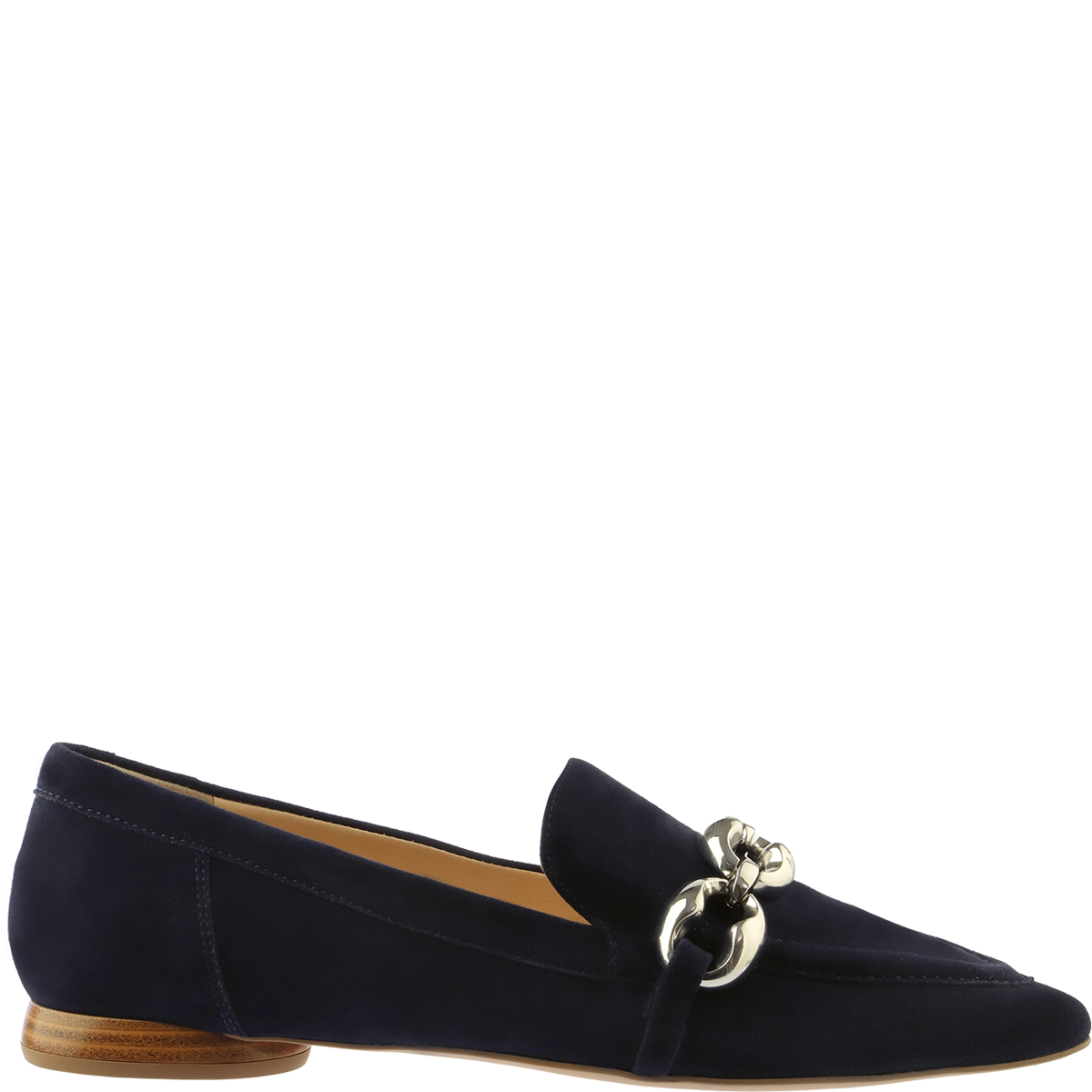 Högl Pointed toe, velvety leather loafers with silver-coloured decorative chain elements Blue
