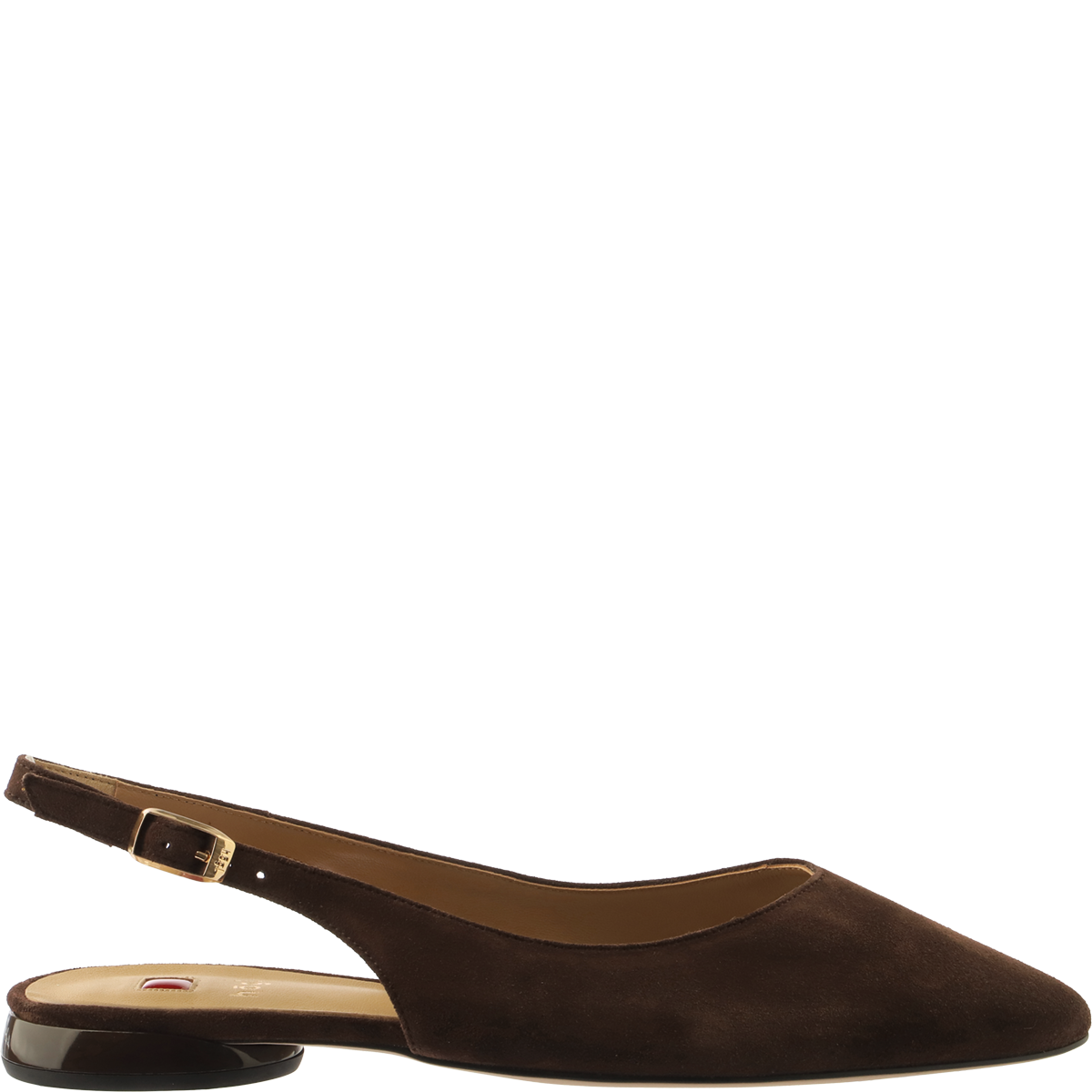Högl Versatile suede slingback ballerinas with shiny round heels Brown