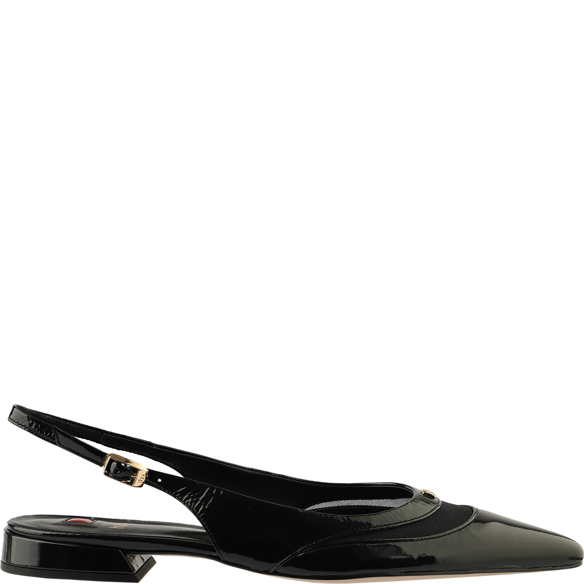 Högl Sustainable soft leather slingback ballerinas with underlaid sheer front cut-outs Black