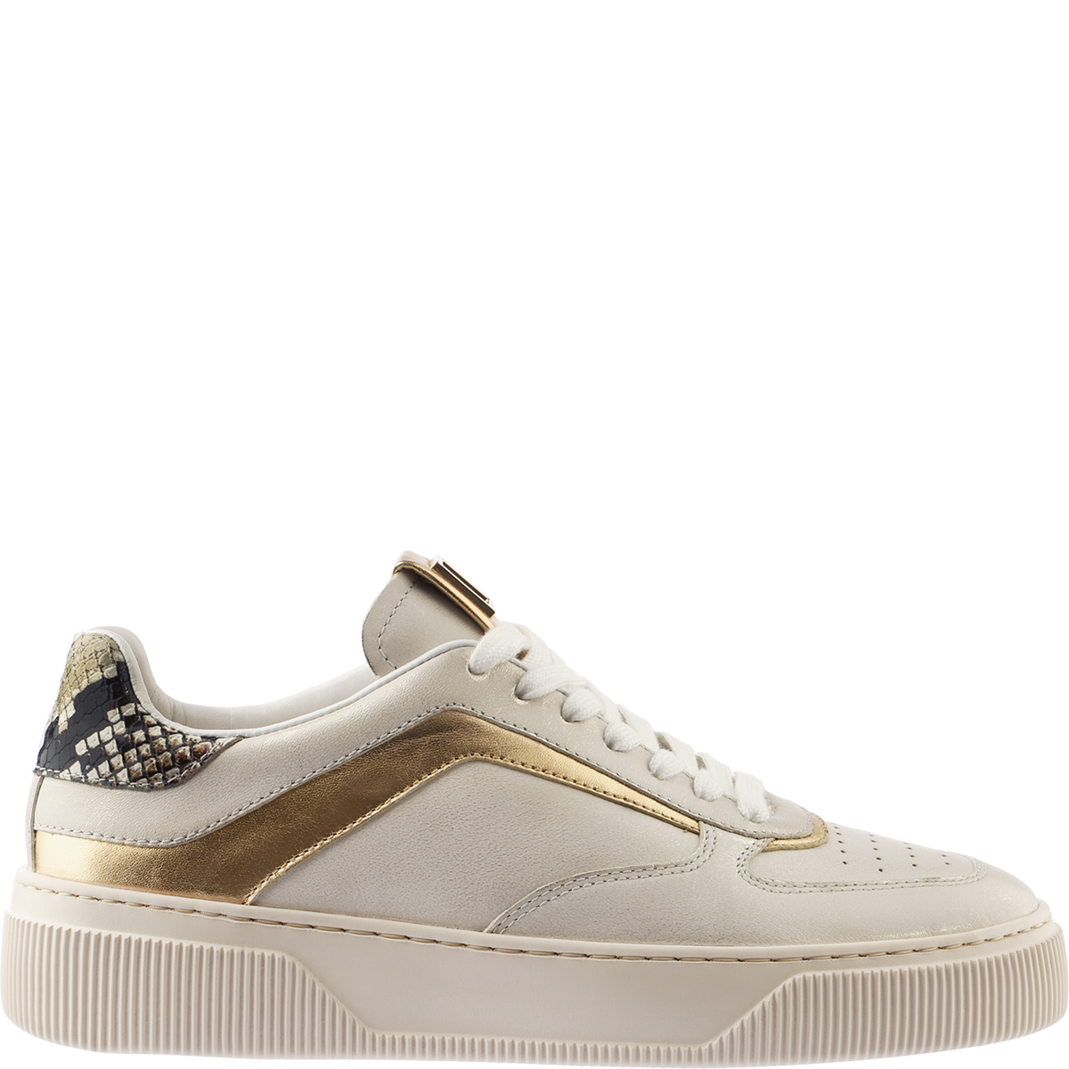 Högl Sustainable vintage look leather sneakers with a metallic finish Multicolour