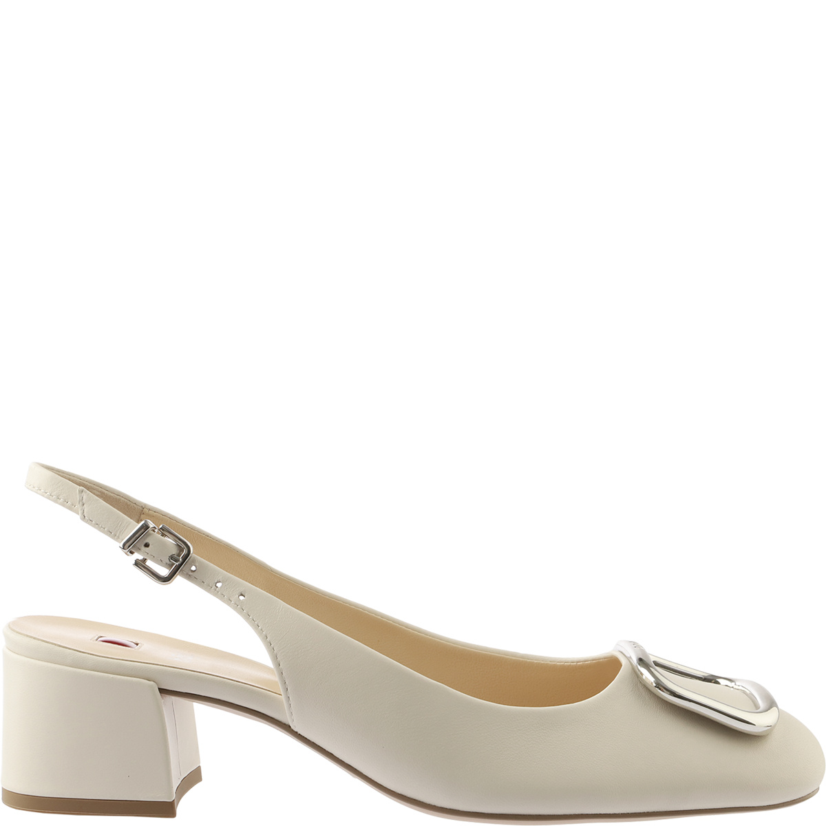 Högl Classic slingback pumps with block heels and frame buckles Beige