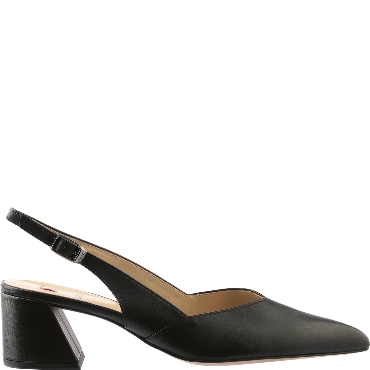 Högl Elegant tapered slingback pumps with pointy toes and trapezoid heels Black
