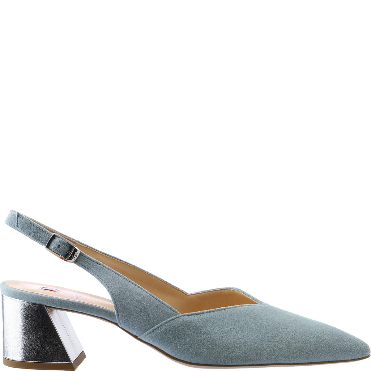 Högl Sustainably produced two-tone slingback pumps with silver-coloured heels Blue