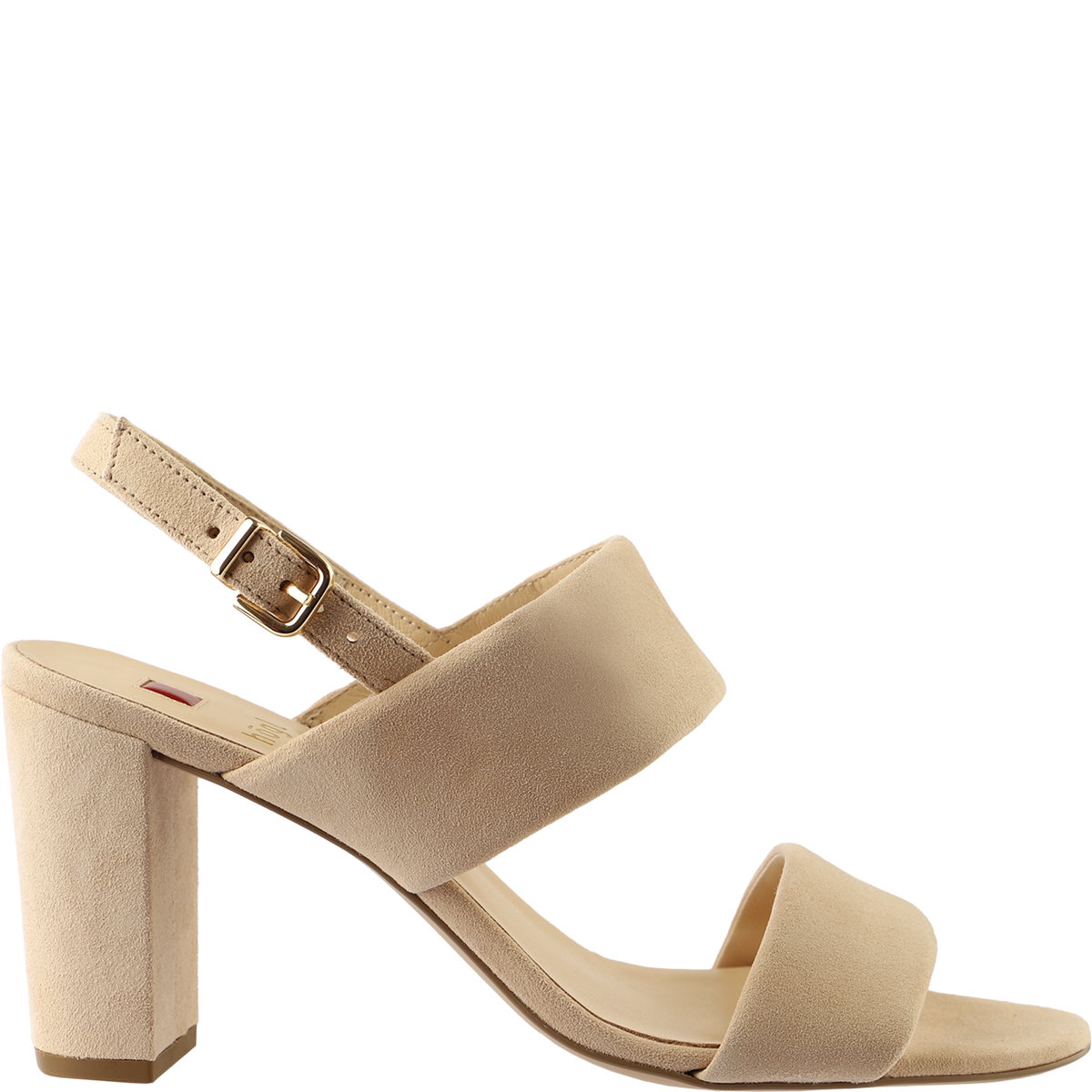Högl High-quality heeled suede sandals with block heels Beige