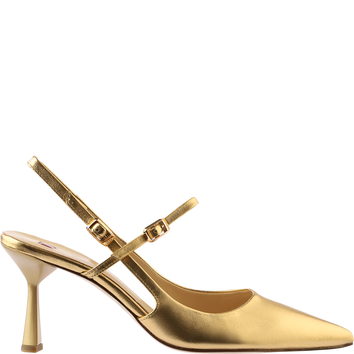 Högl Gold-coloured slingback pumps with feminine pointed toes and crossed straps Metallic