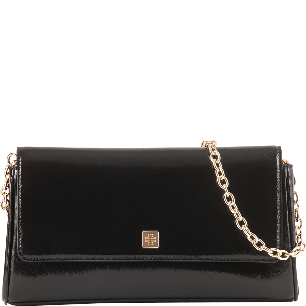 Högl Black glossy-look leather clutch with a gold-coloured link chain Black