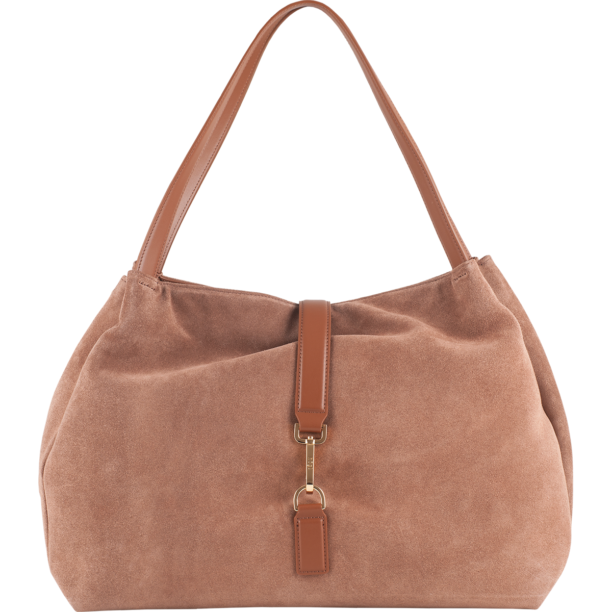 Högl Modern leather handbag with an unusual fastener design Brown