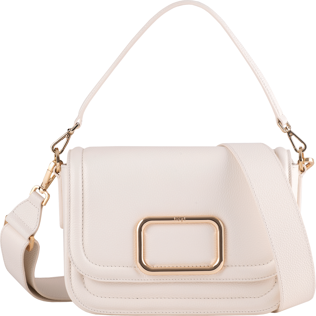 Högl Timeless leather handbag with frame buckle Beige