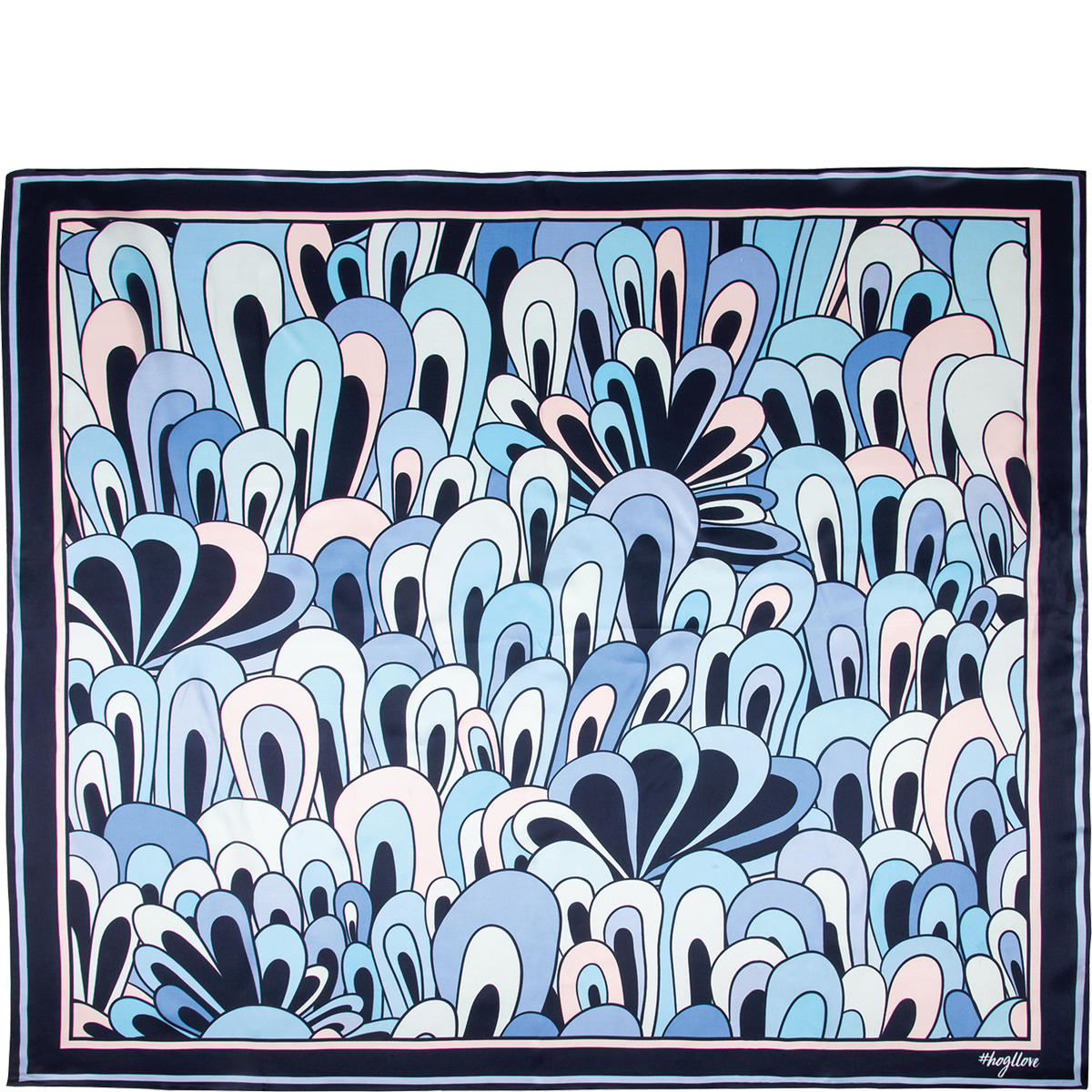 Högl Seidentuch mit grafischem Print in Blautönen Mehrfarbig