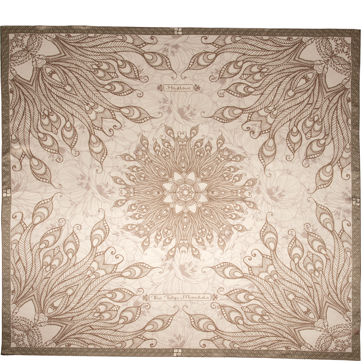 Högl High-quality beige silk scarf with an intricate mandala print Multicolour