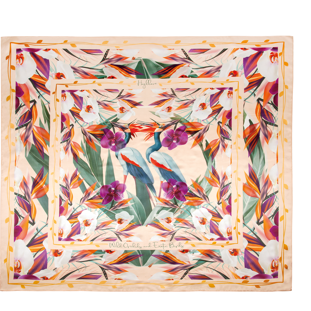 Högl Elegant silk scarf with a tropical print Multicolour