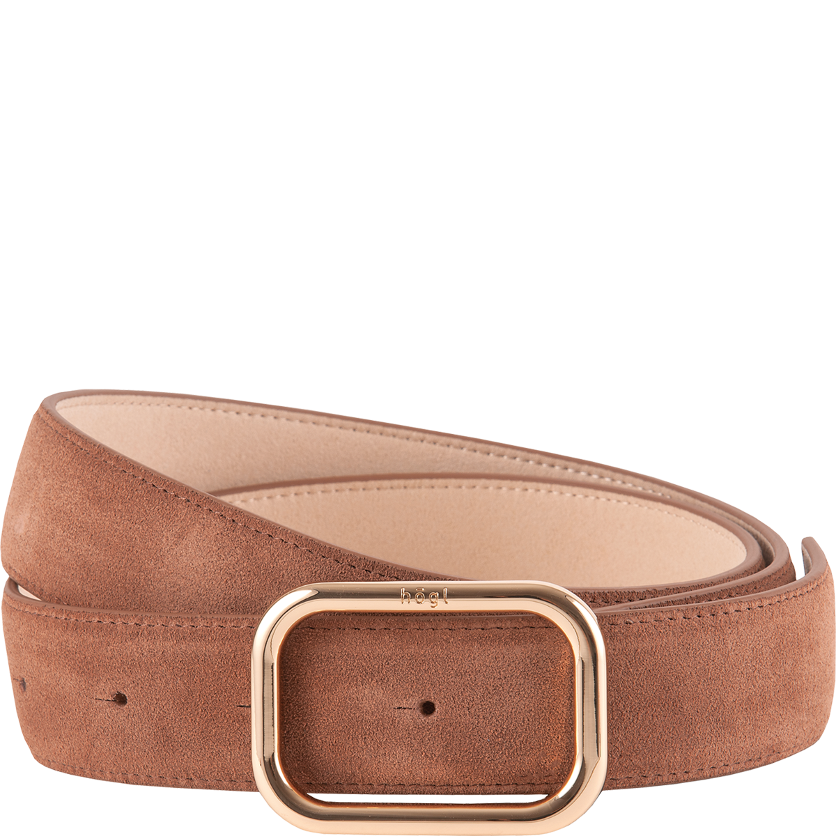 Högl Brauner Veloursleder-Gürtel mit goldenem Frame Braun