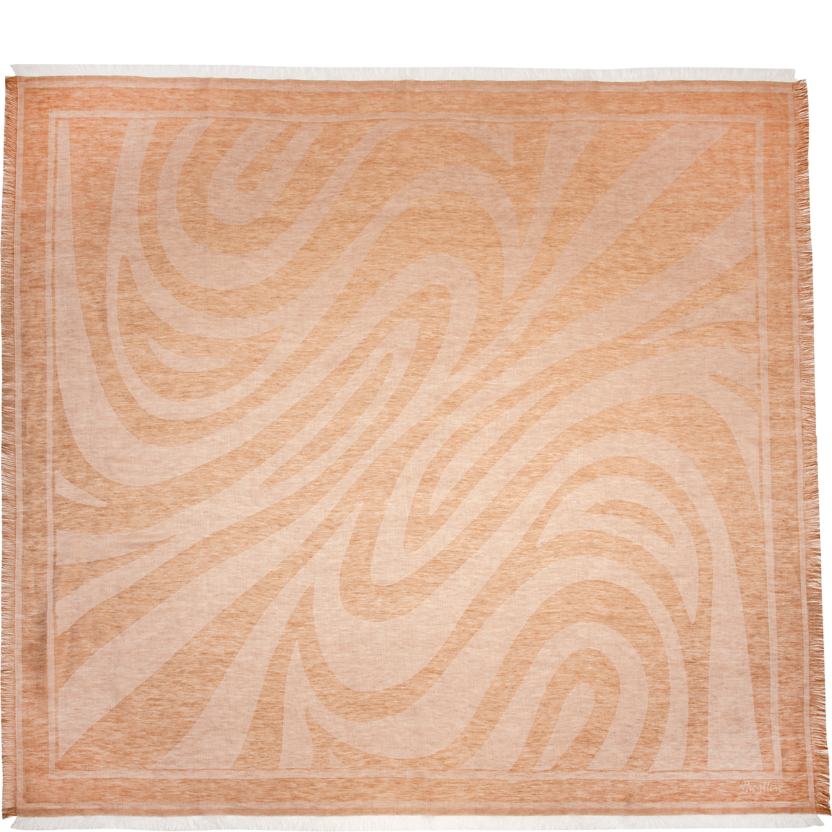 Högl Super soft linen scarf with a pattern of curved lines Beige