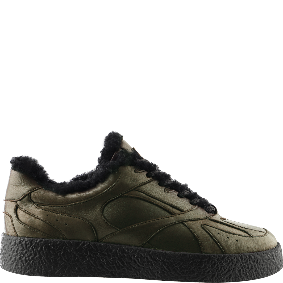 Högl Cosy Sneaker mit raffinierten Ziernähten und echtem Lammfell-Futter Grün
