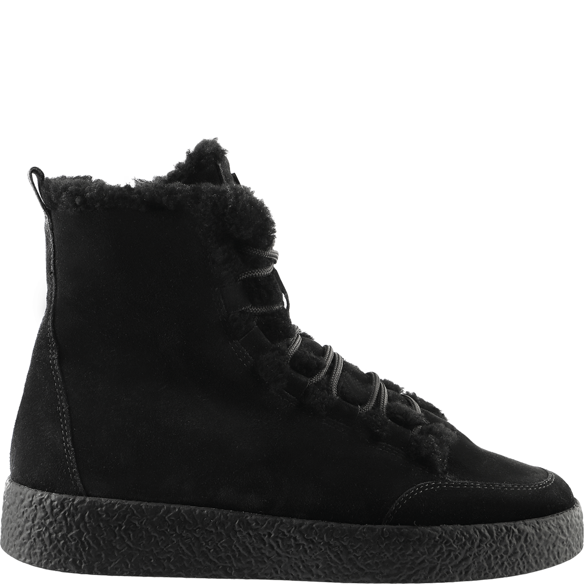 Högl Sustainable high-top sneakers with sophisticated lacing and a cosy lambskin lining Black