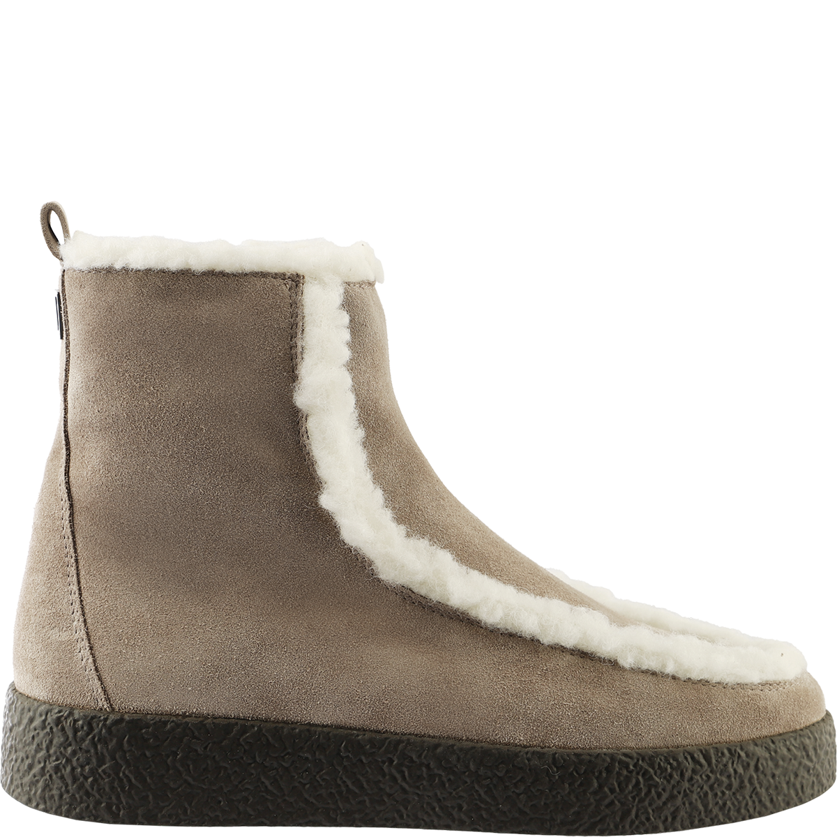 Högl Lined ankle boots with appliqué fur details and crepe rubber soles Beige