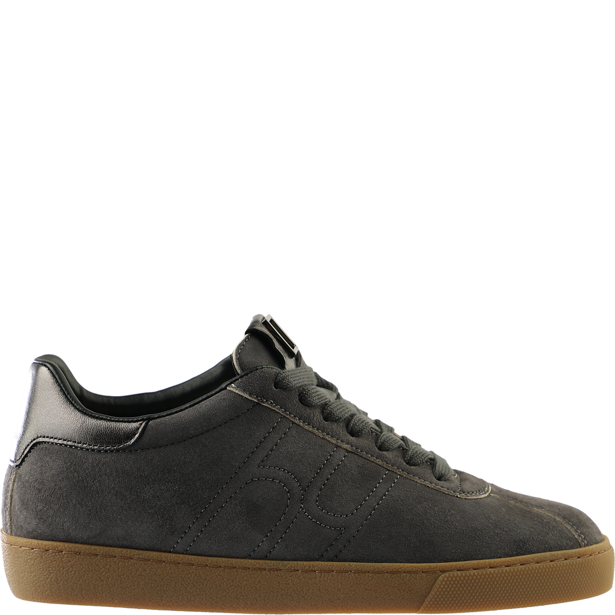 Högl Velvety suede retro sneakers with metallic details and flat soles Multicolour
