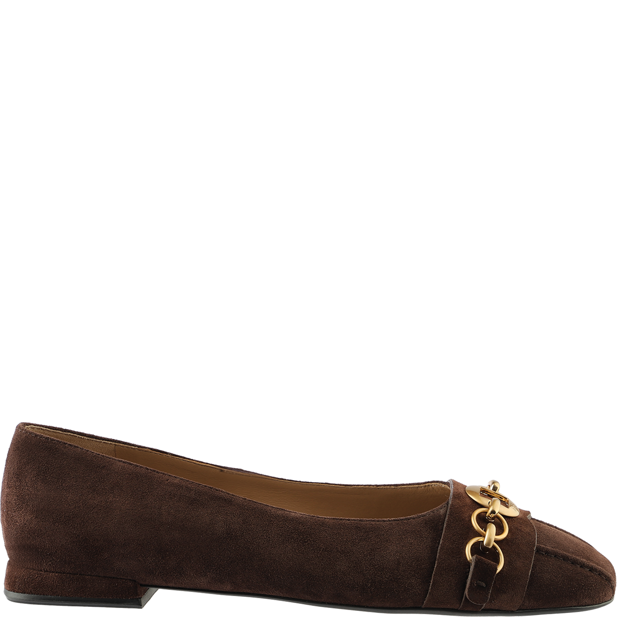 Högl High-quality suede ballerinas with decorative gold-coloured bits Brown