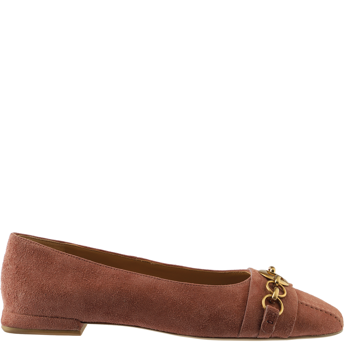 Högl Vintage leather ballerinas with small block heels and decorative gold-coloured bits Pink