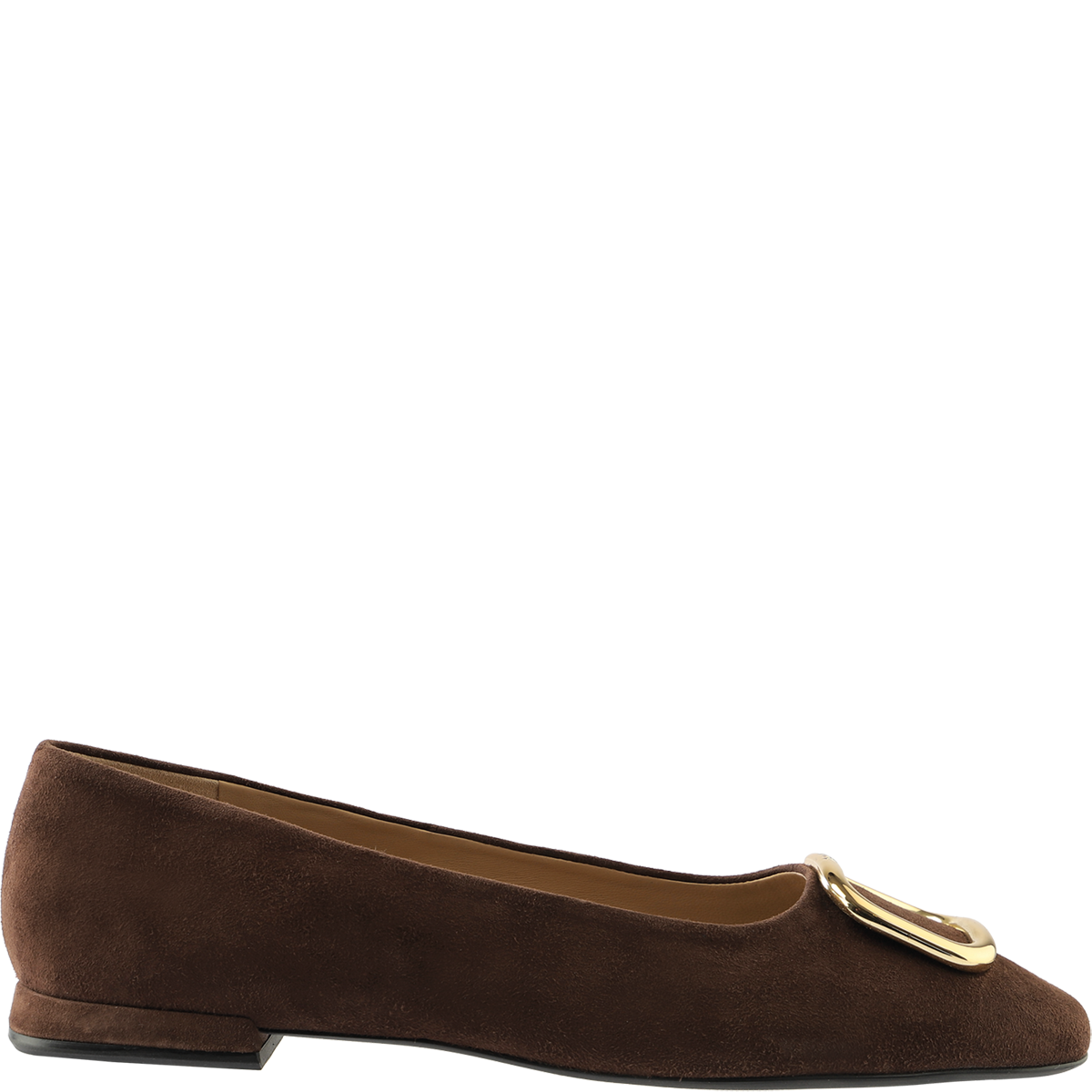 Högl High-quality suede women's ballerinas with a decorative buckle Brown