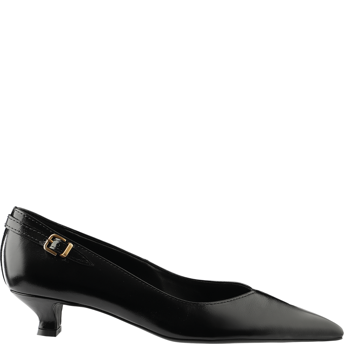 Högl Pointed-toe Rockcalf leather pumps with feminine kitten heels Black
